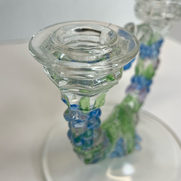 VTG MCM Indiana Glass Garland Grapevine Double Taper Candlestick Holder Superb! - Picture 8 of 11